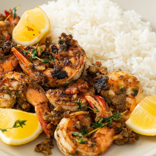 Jerked Shrimp*.